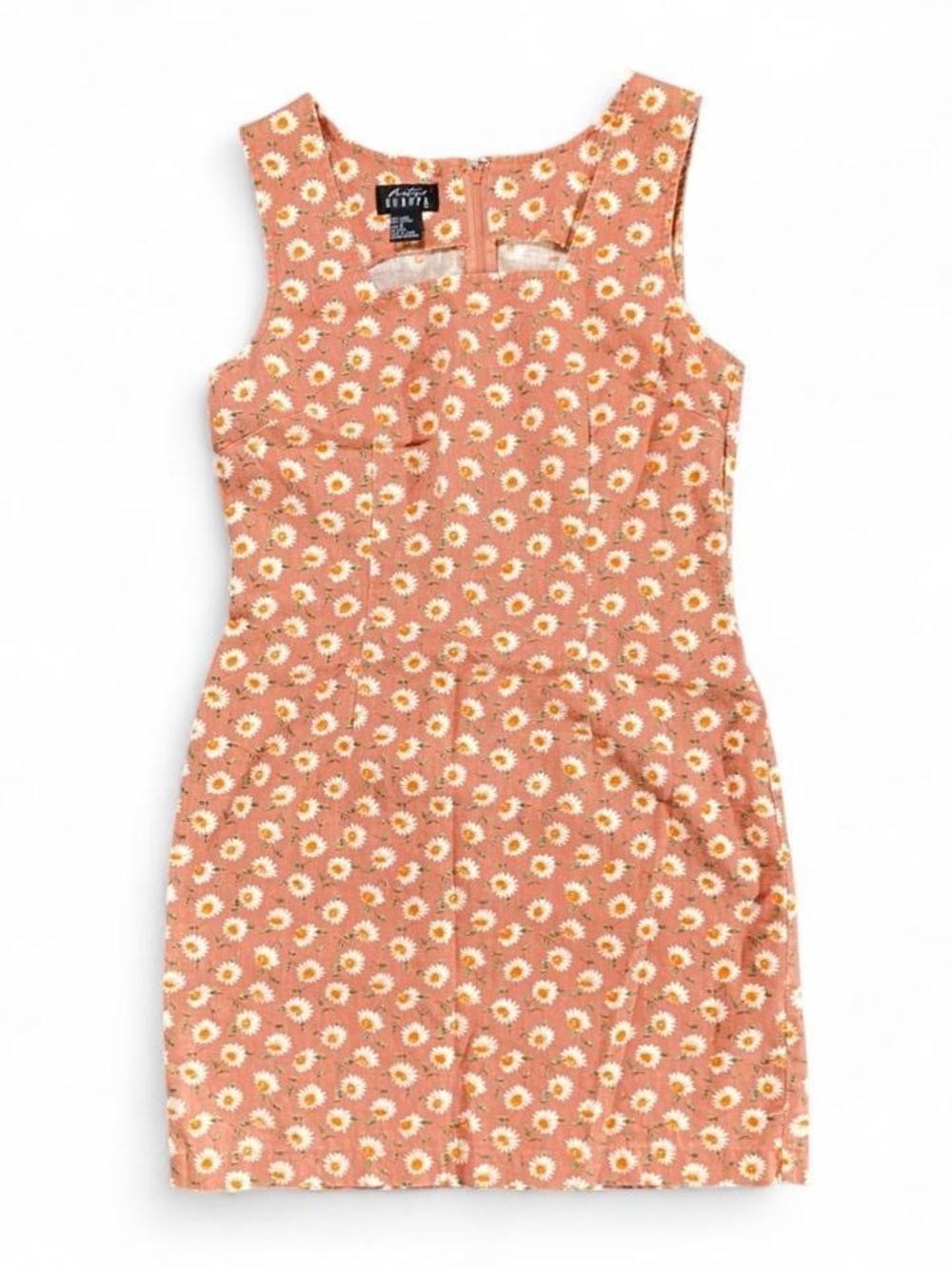Vintage 90s Prestige Europa Peach Color Daisy Mini Dress